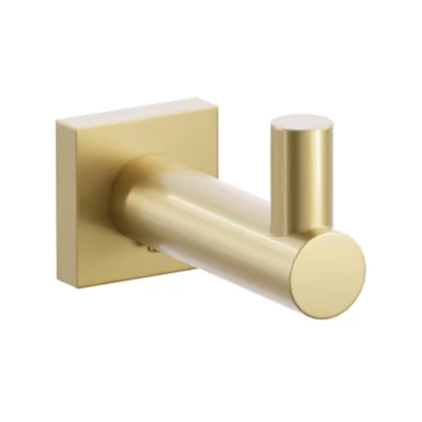 Modern Tubular Brass Single Hook with Rosette