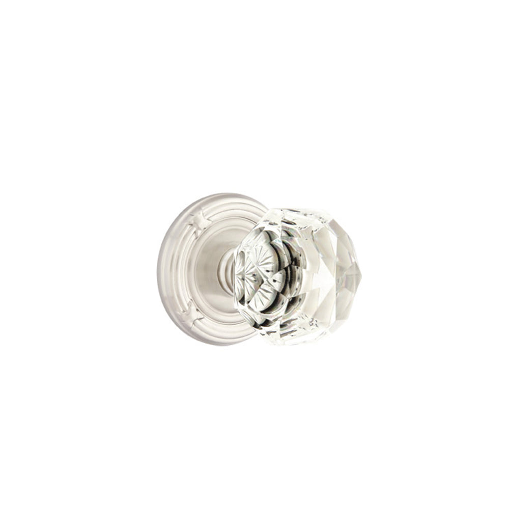 Emtek Door Handle - Diamond Knob Ribbon & Reed Rosette - Glass
