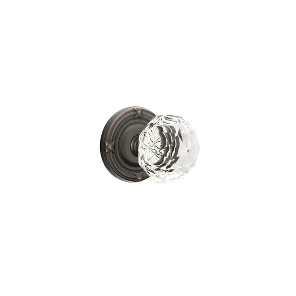 Emtek Door Handle - Diamond Knob Ribbon & Reed Rosette - Glass