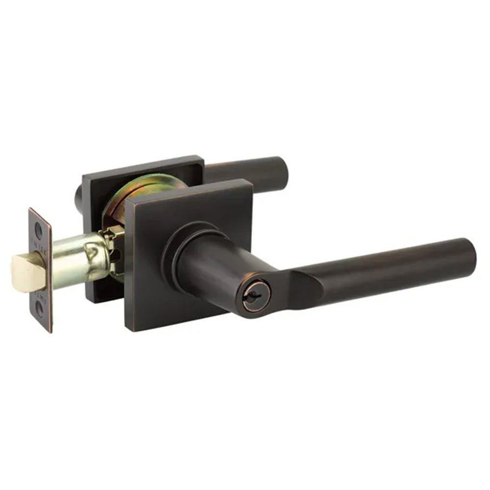 Emtek Modern Brass Key In Entrance Locksets - Square Rosette With Hanover Lever