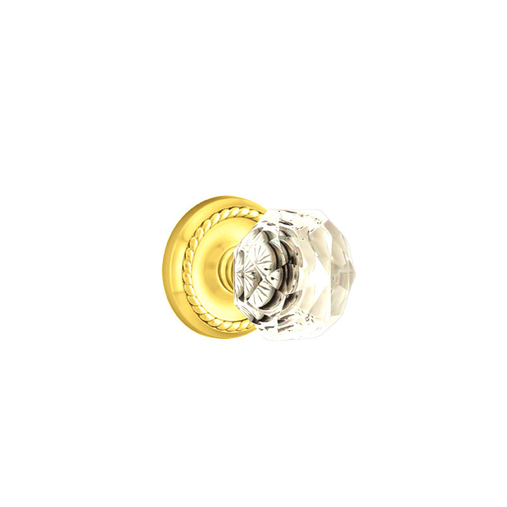 Emtek Door Handle - Diamond Knob Rope Rosette - Glass