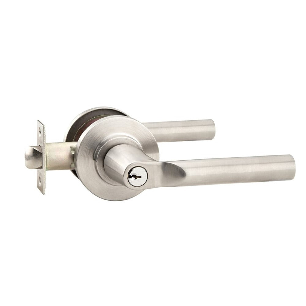 Emtek Stainless Steel Key In Entrance Locksets - Disc Rosette With Hanover Lever
