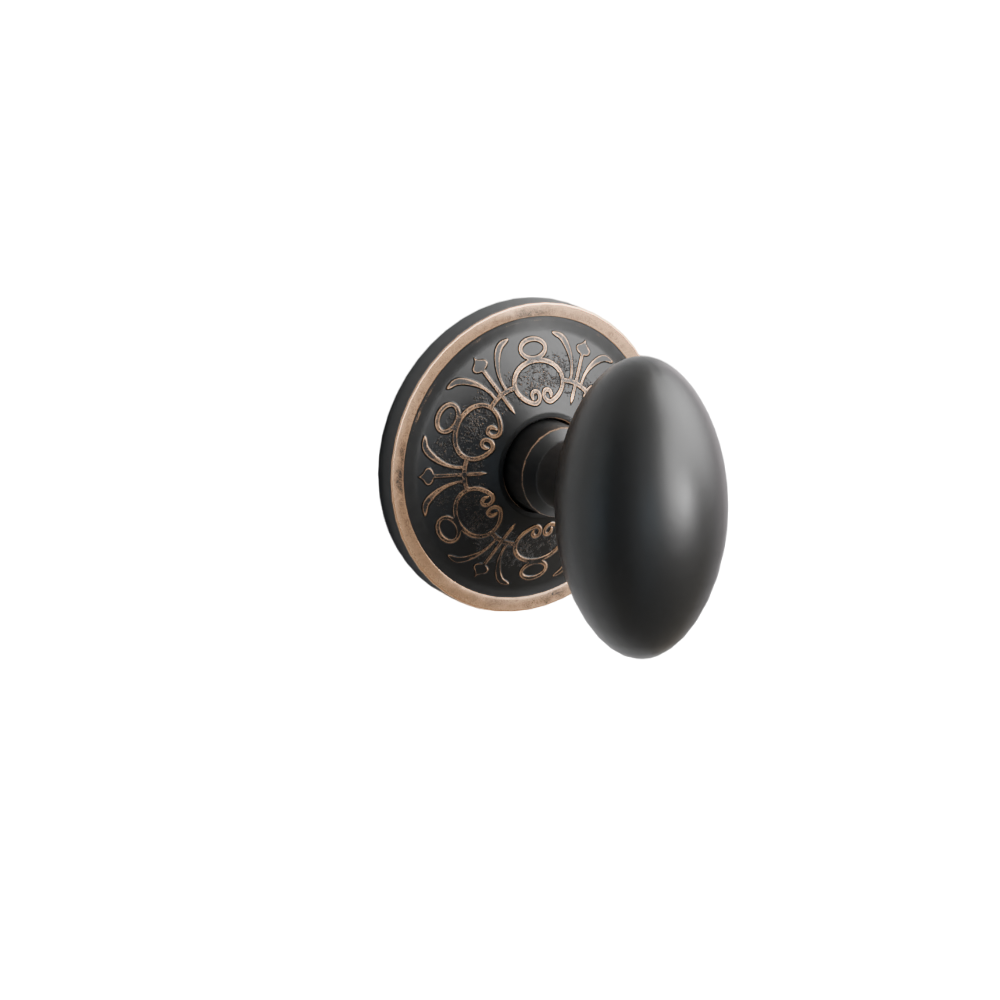 Emtek Door Handle - Egg Knob Lancaster Rosette - Classic Brass