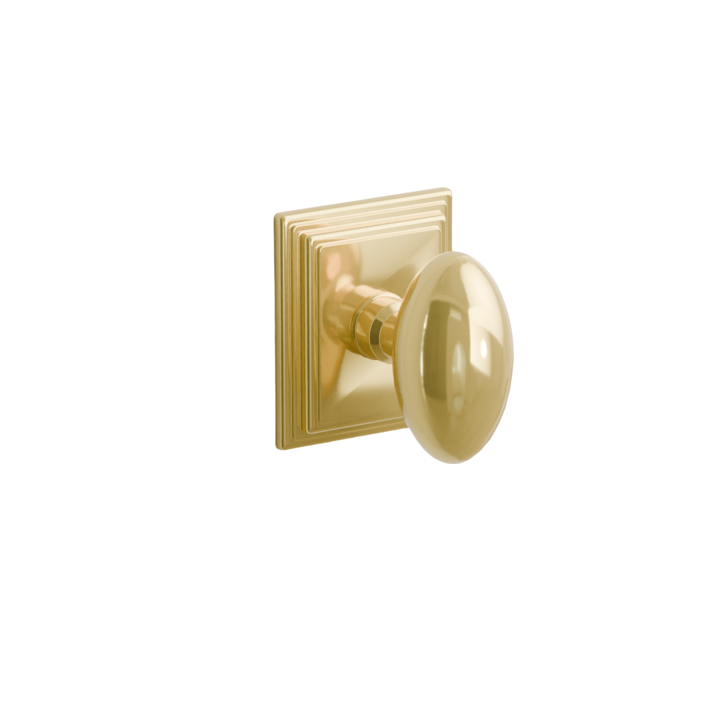 Emtek Door Handle - Egg Knob Wilshire Rosette - Classic Brass