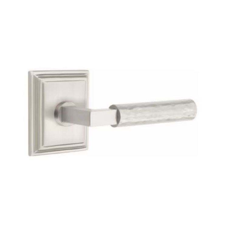 Emtek Select L Square Hammered Lever Wilshire Rosette