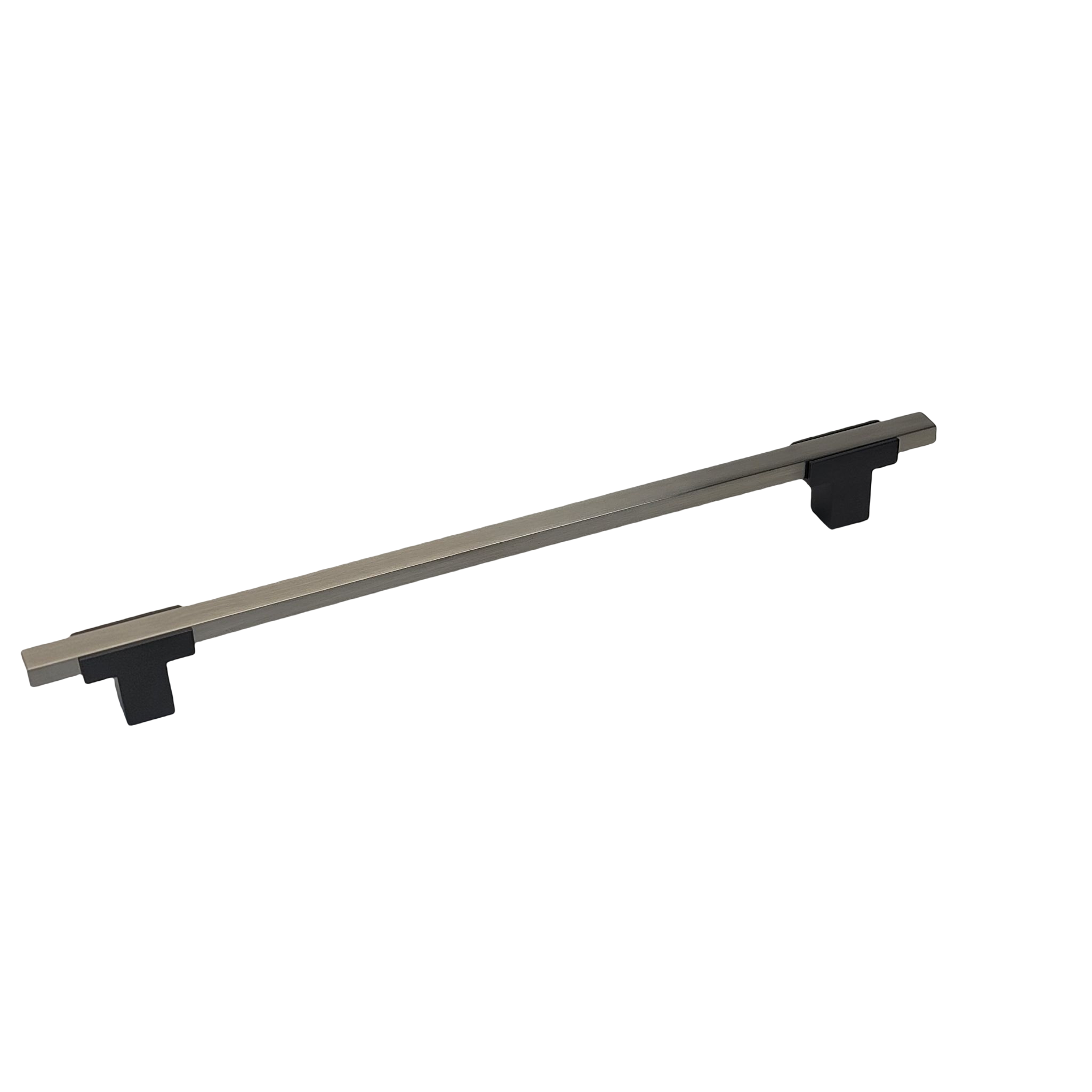 4777 - APPLIANCE PULL - Matte Black base with Brushed Nickel Bar.