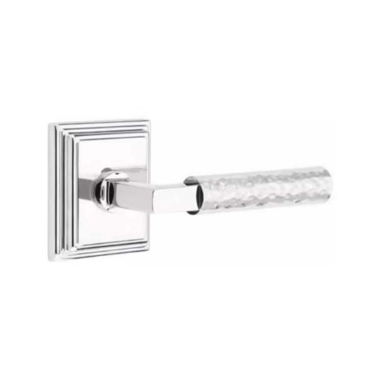 Emtek Select L Square Hammered Lever Wilshire Rosette