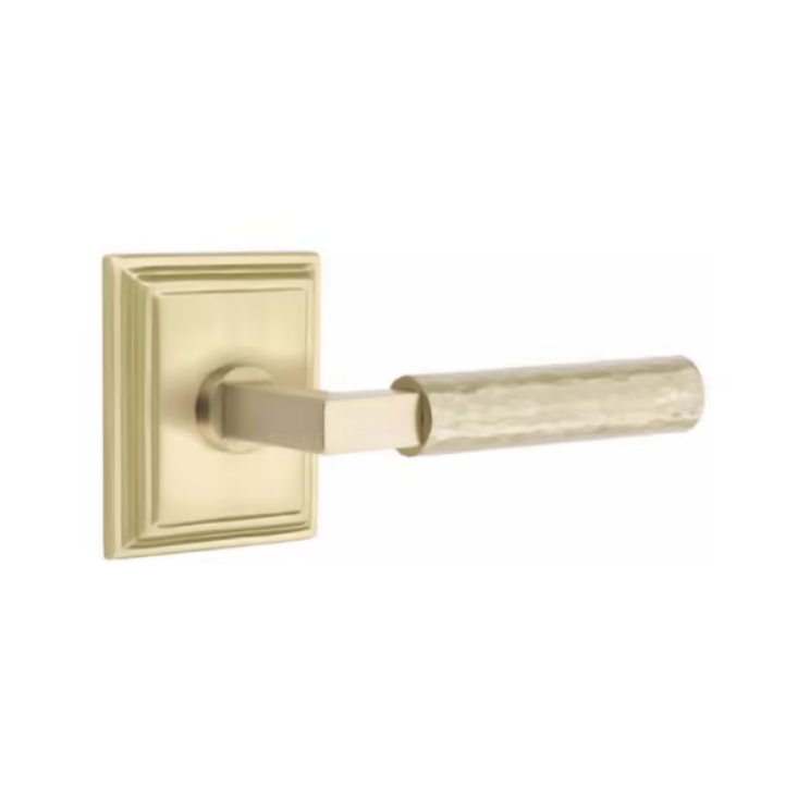 Emtek Select L Square Hammered Lever Wilshire Rosette