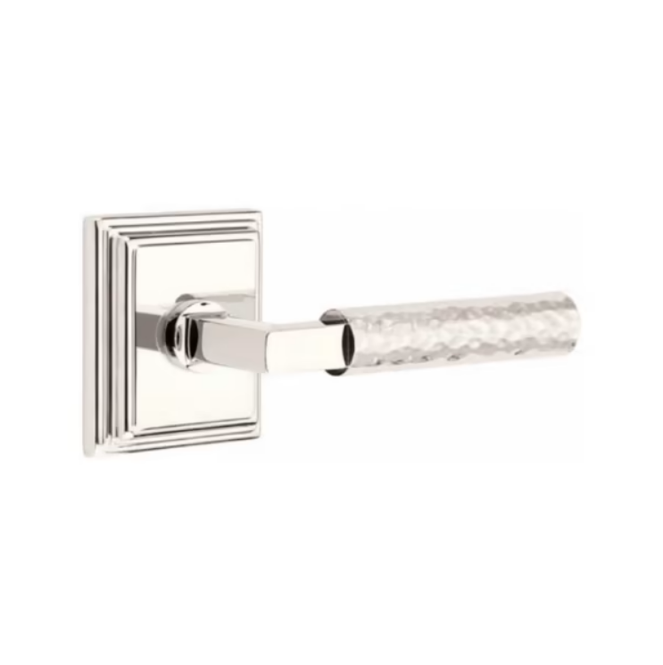 Emtek Select L Square Hammered Lever Wilshire Rosette