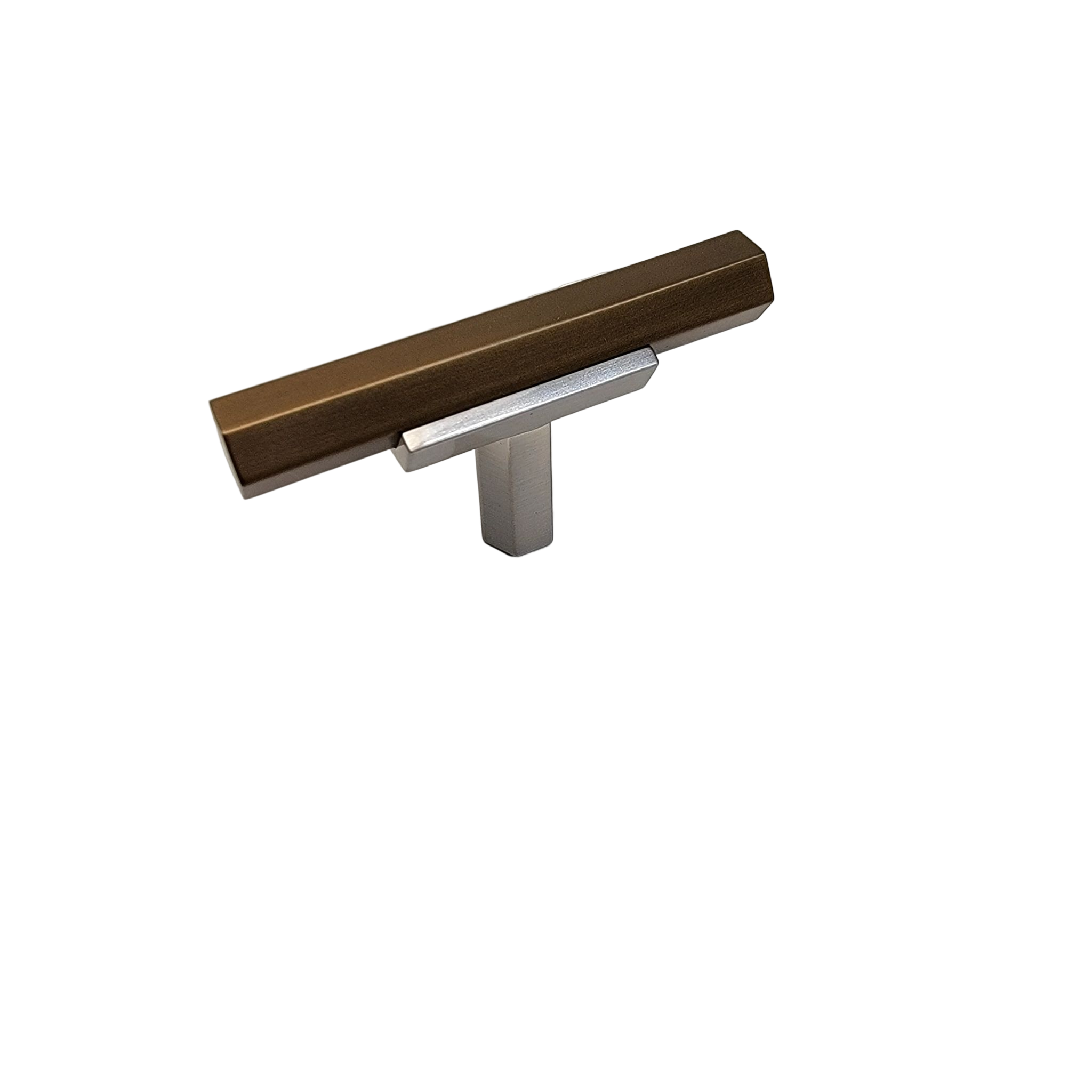 brushed nickel stem with champagne bronze bar