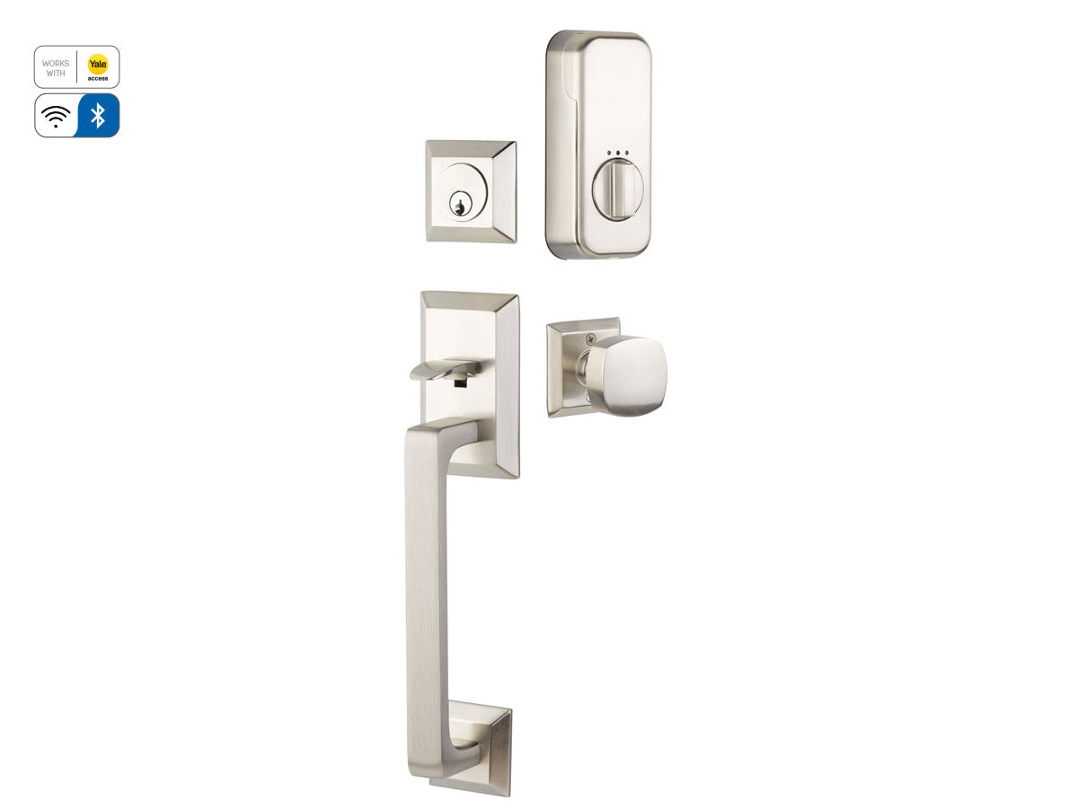 EMPowered™ Motorized SMART Lock Upgrade - Works with Yale Access App Transitional Heritage Sectional Entry Set in Satin Nickel