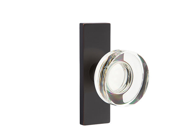 Emtek Stretto Narrow Trim Locksets with Modern Disc Glass Knob