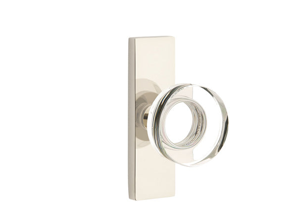 Emtek Stretto Narrow Trim Locksets with Modern Disc Glass Knob