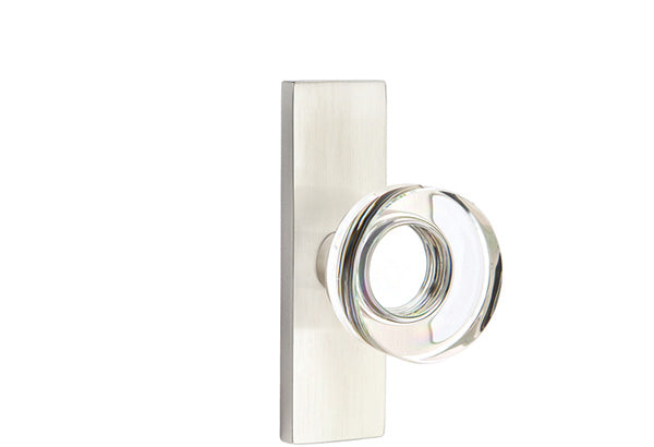 Emtek Stretto Narrow Trim Locksets with Modern Disc Glass Knob