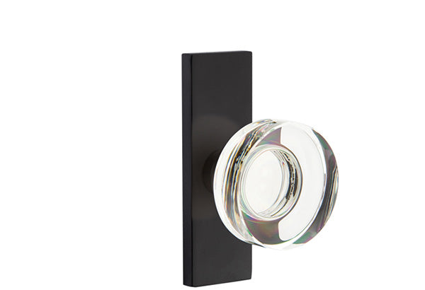 Emtek Stretto Narrow Trim Locksets with Modern Disc Glass Knob