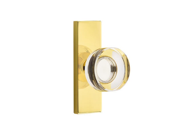 Emtek Stretto Narrow Trim Locksets with Modern Disc Glass Knob