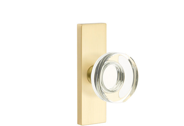 Emtek Stretto Narrow Trim Locksets with Modern Disc Glass Knob