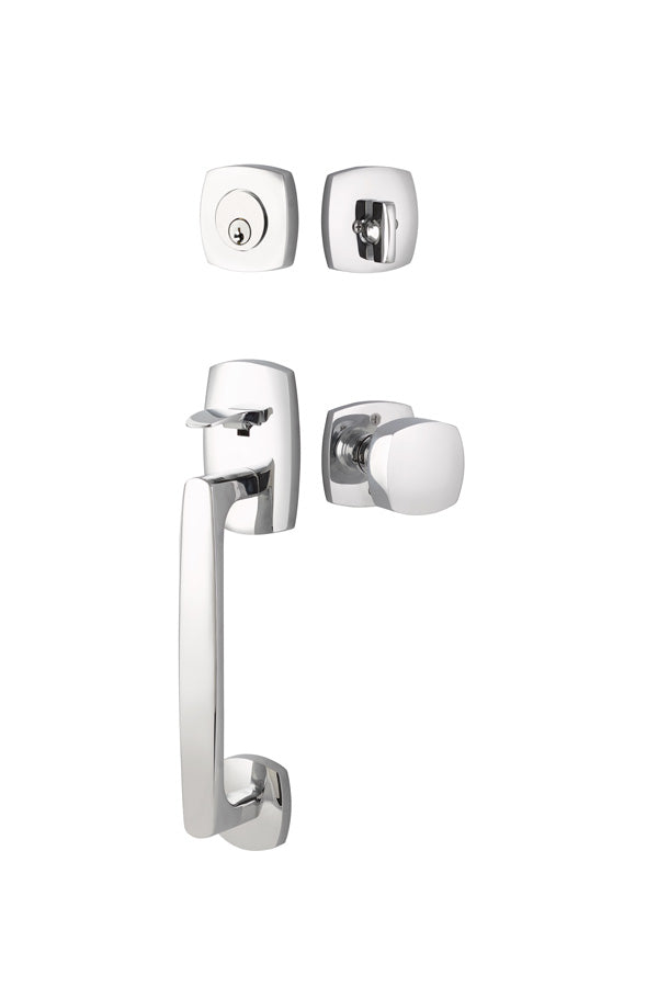 Urban Modern Brass Tubular Sectional Entry Set with Freestone Knob in Polished Chrome