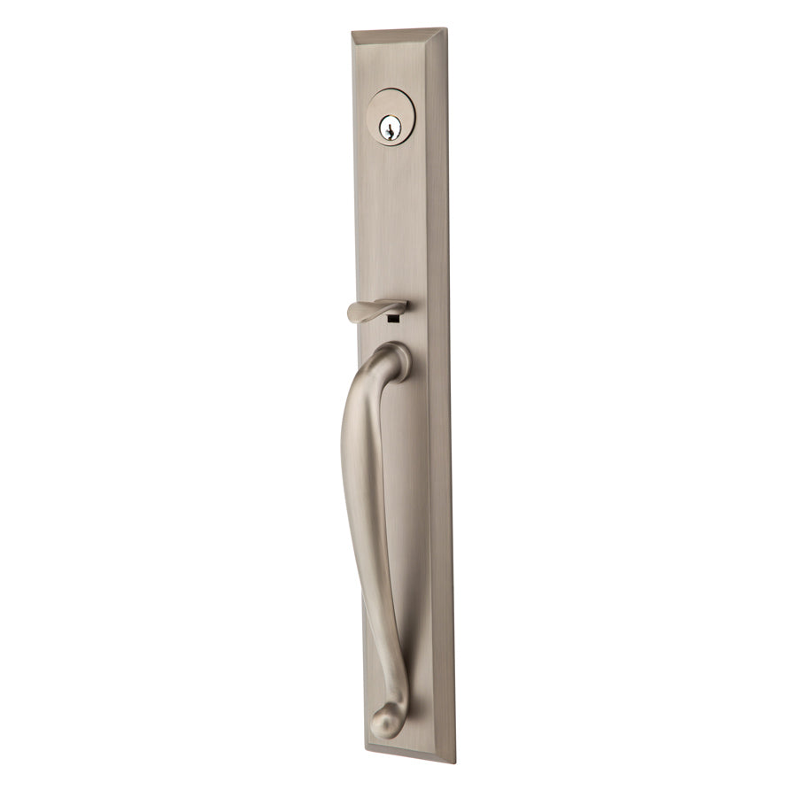 Jefferson Full Length Tubular Entrance Handleset in Pewter Finish