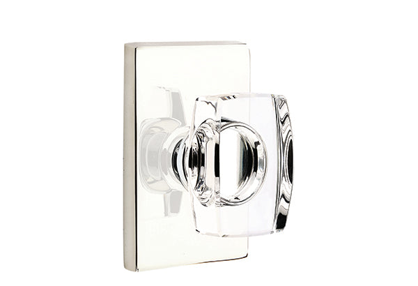 Emtek Modern Glass Knobsets - Windsor Glass Knob with Modern Rectangular Rosette