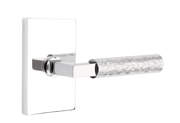 Emtek Select L Square Hammered Lever Modern Rectangular Rosette