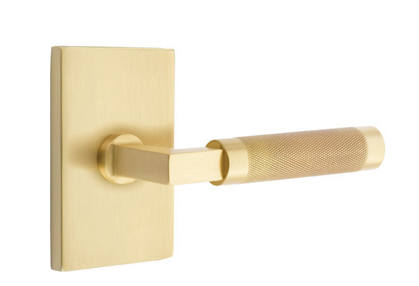 Emtek Select L Square Knurled Lever Modern Rectangular Rosette