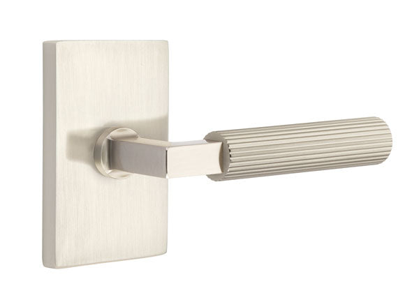 Emtek Select L Square Straight Knurled Lever Modern Rectangular Rosette