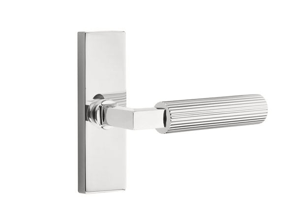 Emtek Stretto Narrow Trim Locksets with L-Square Straight Knurled Lever