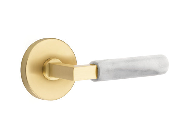 Emtek Select L Square White Marble Lever Disk Rosette