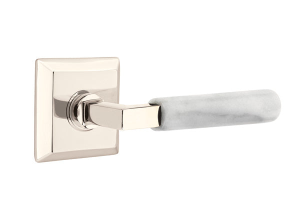 Emtek Select L Square White Marble Lever Quincy Rosette