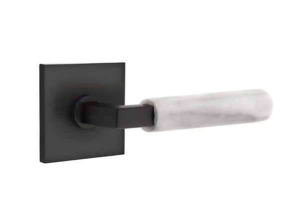 Emtek Select L Square White Marble Lever Square Rosette