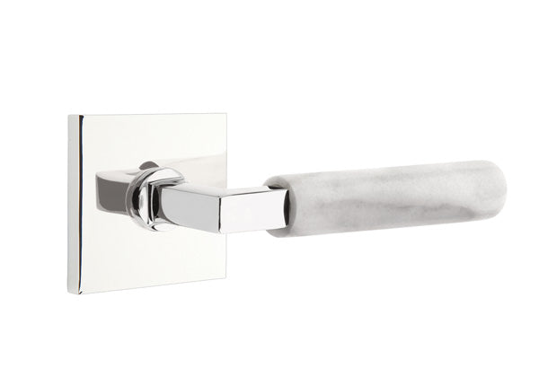 Emtek Select L Square White Marble Lever Square Rosette
