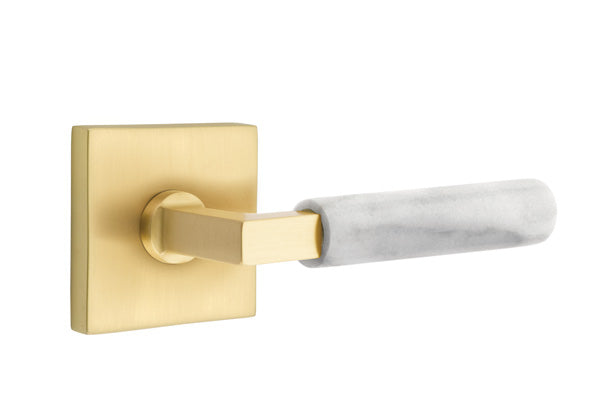 Emtek Select L Square White Marble Lever Square Rosette