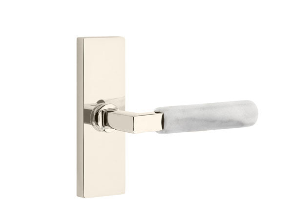 Emtek Stretto Narrow Trim Locksets with L-Square White Marble Lever
