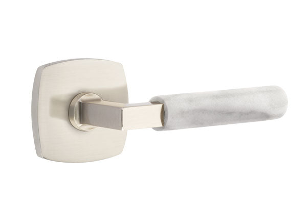 Emtek Select L Square White Marble Lever Urban Modern Rosette