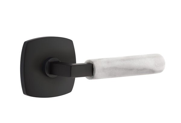 Emtek Select L Square White Marble Lever Urban Modern Rosette