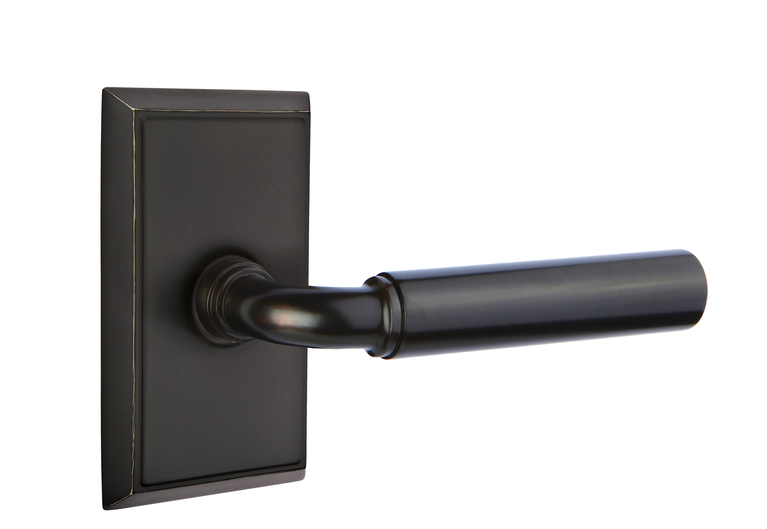 Emtek Manning Lever with Rectangular Rosette - Classic Brass