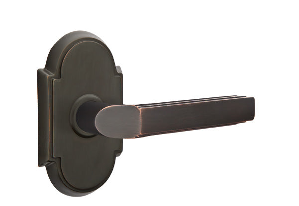 Emtek Milano Lever with Style 8 Rosette - Classic Brass