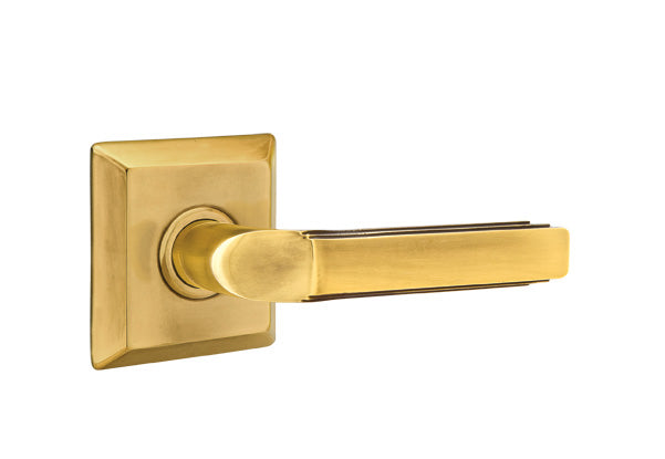 Emtek Milano Lever with Quincy Rosette - Classic Brass