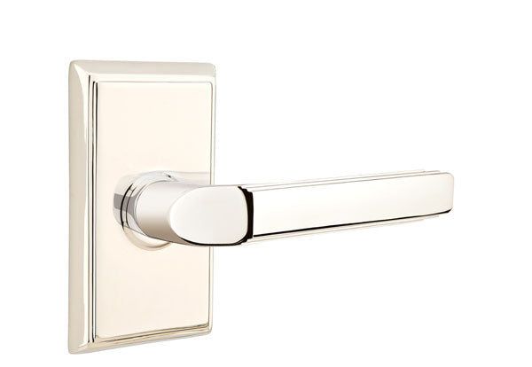 Emtek Milano Lever with Rectangular Rosette - Classic Brass