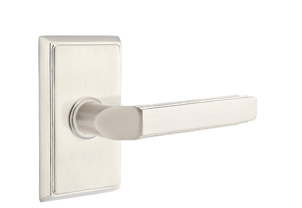 Emtek Milano Lever with Rectangular Rosette - Classic Brass