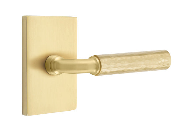 Emtek Select R-Bar Hammered Lever Modern Rectangular Rosette