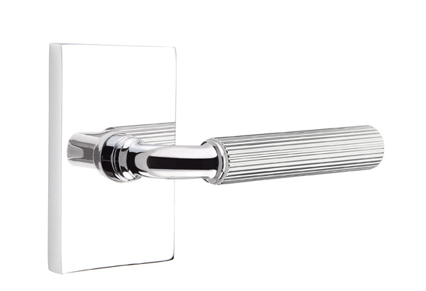 Emtek Select R-Bar Straight Knurled Lever Modern Rectangular Rosette
