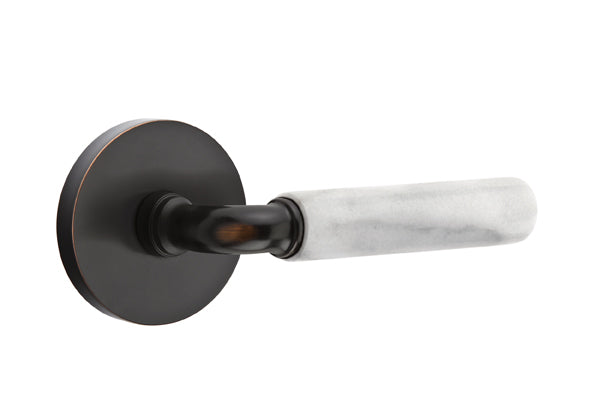 Emtek Select R-Bar White Marble Lever Disk Rosette