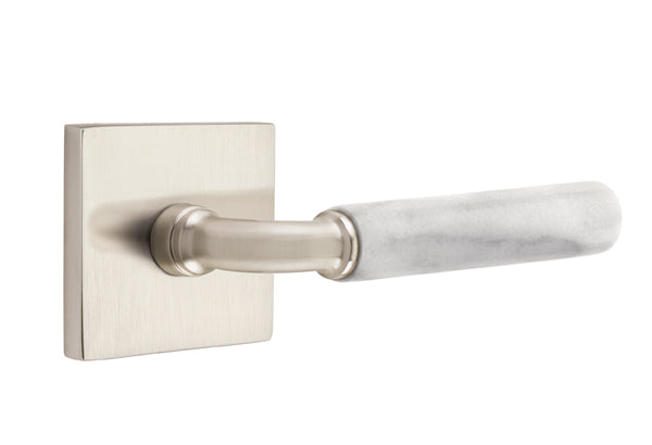 Emtek Select R-Bar White Marble Lever Square Rosette