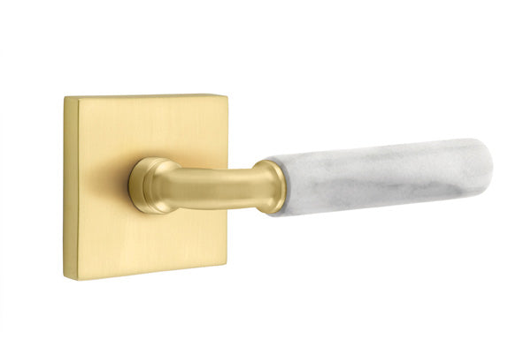 Emtek Select R-Bar White Marble Lever Square Rosette