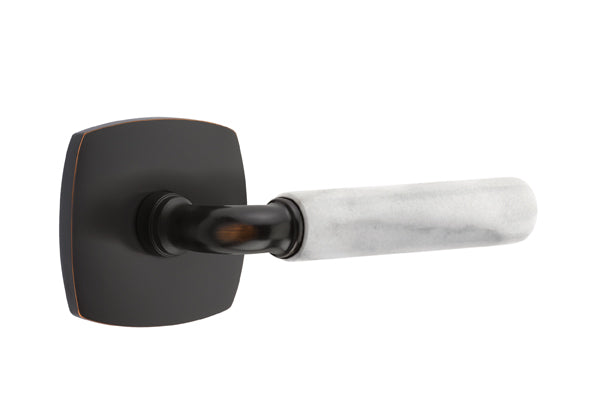 Emtek Select R-Bar White Marble Lever Urban Modern Rosette