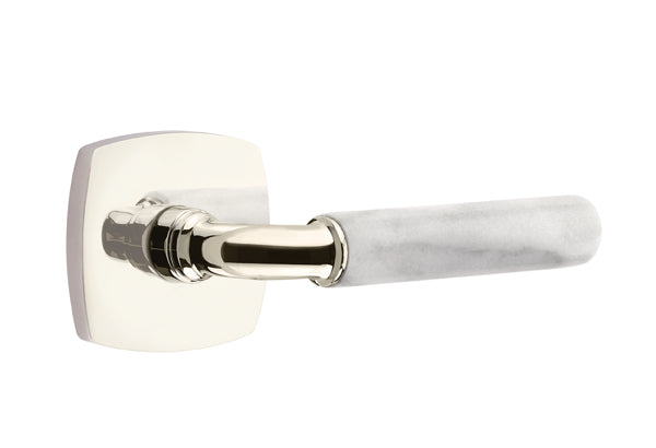 Emtek Select R-Bar White Marble Lever Urban Modern Rosette