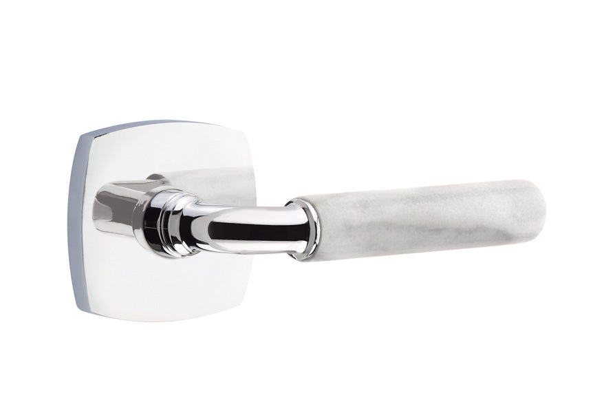 Emtek Select R-Bar White Marble Lever Urban Modern Rosette