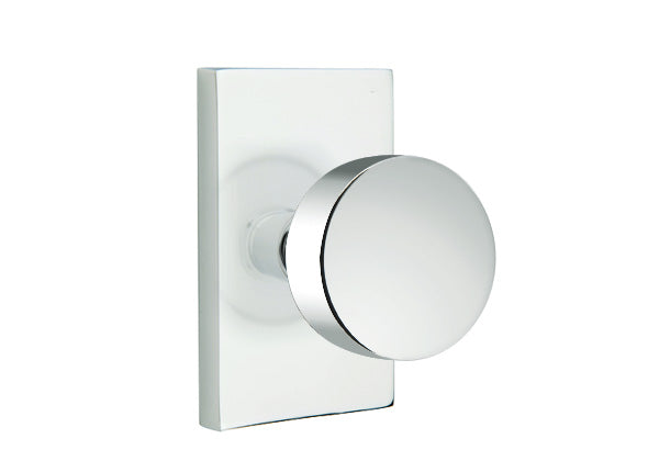 Emtek Round Knob with Modern Rectangular Rosette